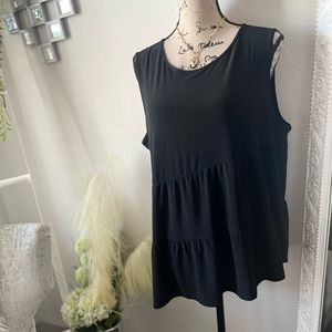 DKNY Sleeveless Black Top Blouse Large